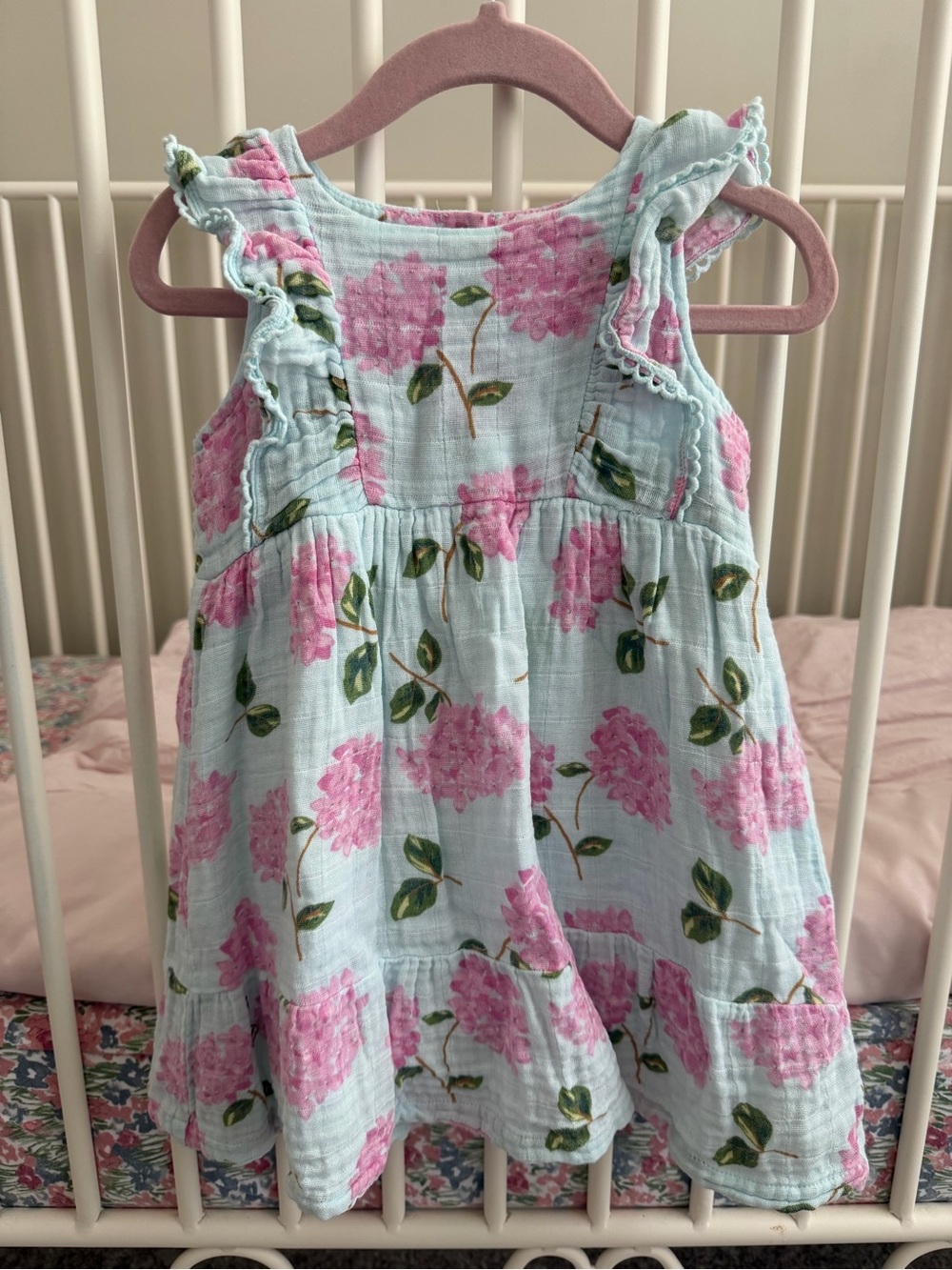 Girls Pink Floral Ruffle Sleeveless Dress - Brand: